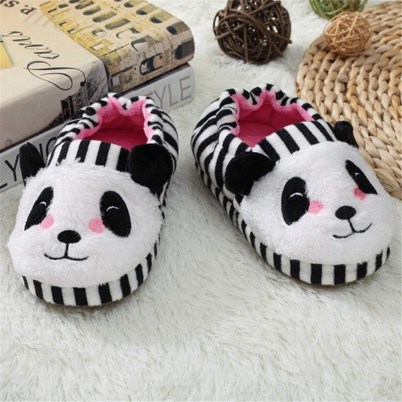 Csfry Toddler Girls' Cute House Slippers Cartoon Warm Home Shoes, Panda, 11-12 Little Kid - Image 5